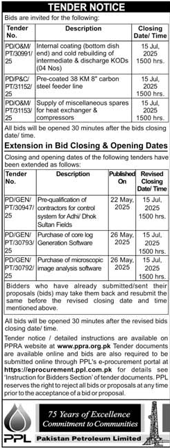 Pakistan Petroleum Limited Tender Notice